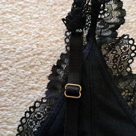 NWOT  Flora Nikrooz Black Chemise Small Lace Microfiber Nightie Pajama Nightgown - Picture 8 of 12